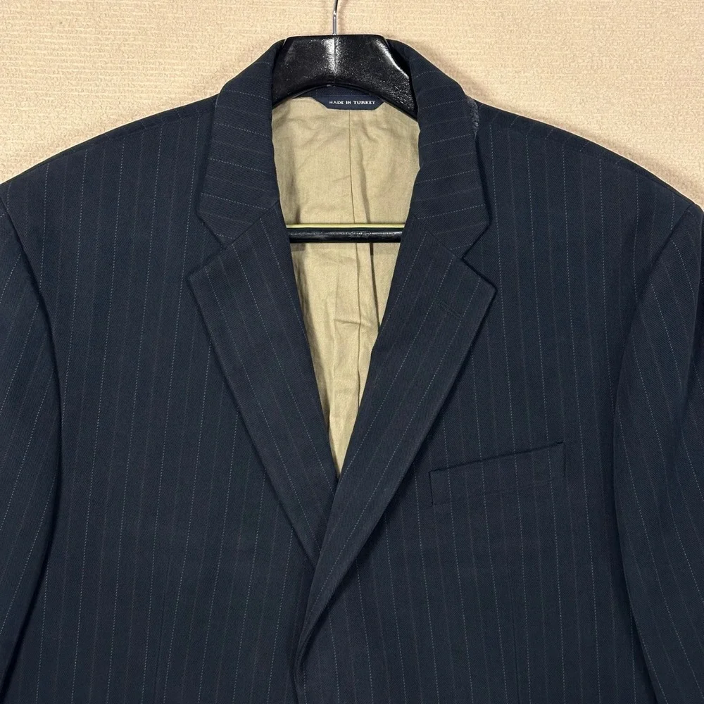 Banana Republic Blazer Mens 48L Black Pinstripe 100% Cotton Vintage 2005